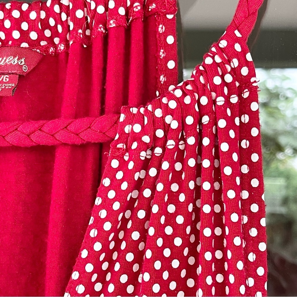 GUESS ~ Summer Perfect Red/White Polka Dot Dress w/Braided Strap Detsil ~ Large - Picture 4 of 6